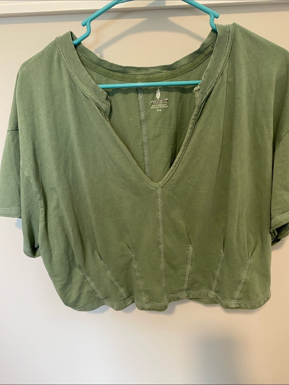 FP Movement by Free People Sage Green V‑Neck Cropped Tee Great waist details